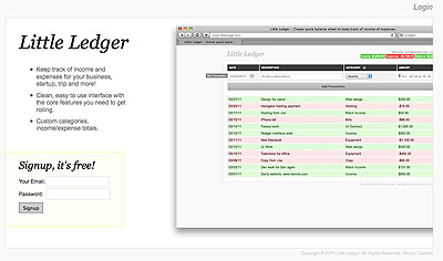 Little Ledger - Create quick balance sheet to keep track of income of expenses.